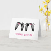 Baby tweelingmeisjes kaart (Gele Bloem)