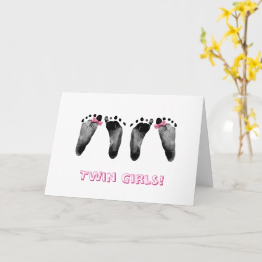 Baby tweelingmeisjes  kaart (Gele Bloem)