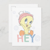 Baby TWEETY™ Hey Snow Briefkaart (Voorkant / Achterkant)