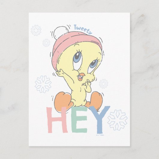 Baby TWEETY™ Hey Snow Briefkaart (Voorkant)