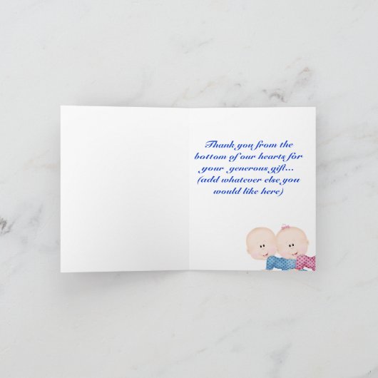 BABY TWIN BOY & GIRL BEDANKT KAART BABY SHOWER (Binnen)