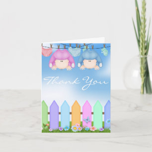 BABY TWIN BOY & GIRL BEDANKT KAART BABY SHOWER