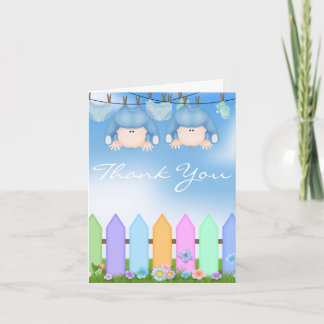 BABY TWIN BOYS BEDANKT KAART voor BABY SHOWER
