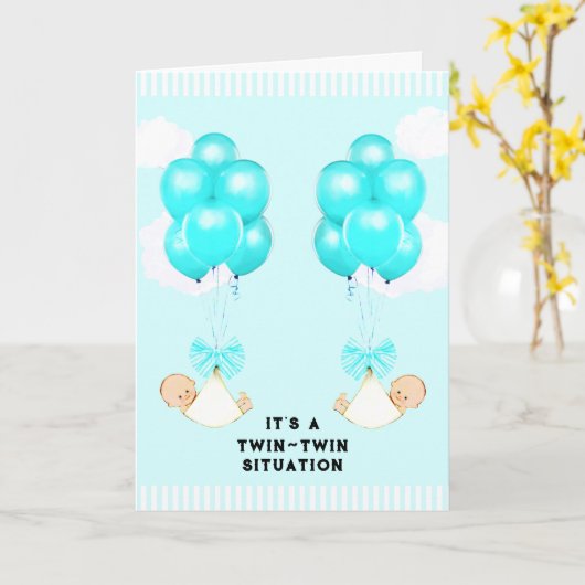 Baby Twin Boys Congrats Kaart (Gele Bloem)