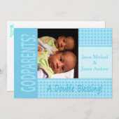 Baby Twin Boys is onze uitnodiging voor godouders (Voorkant / Achterkant)