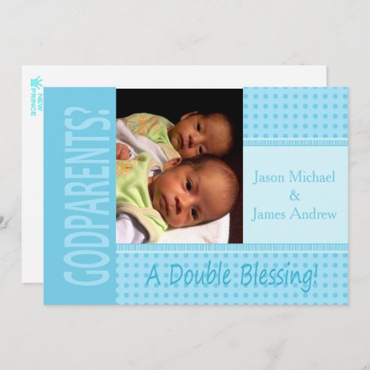 Baby Twin Boys is onze uitnodiging voor godouders (Voorkant / Achterkant)
