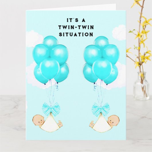 Baby Twin Boys Kaart (Gele Bloem)