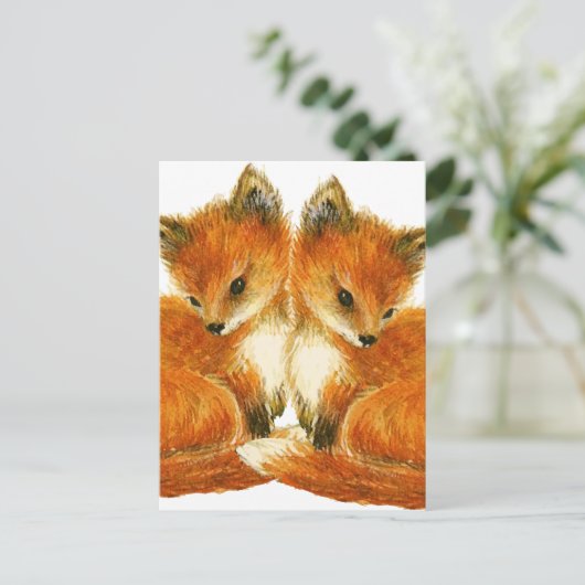 Baby Twin Foxes Briefkaart (Staand voorkant)
