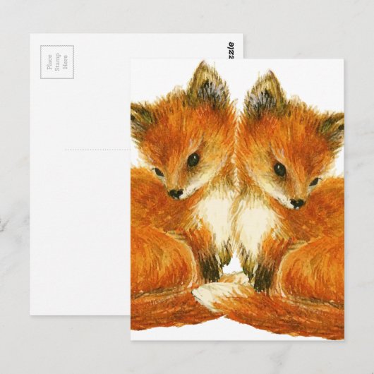 Baby Twin Foxes Briefkaart (Voorkant / Achterkant)
