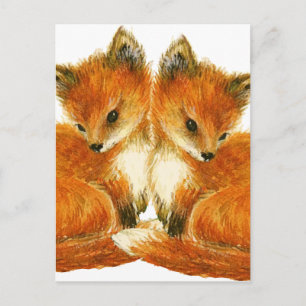 Baby Twin Foxes Briefkaart