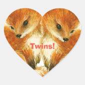 Baby Twin Foxes Hart Sticker (Voorkant)