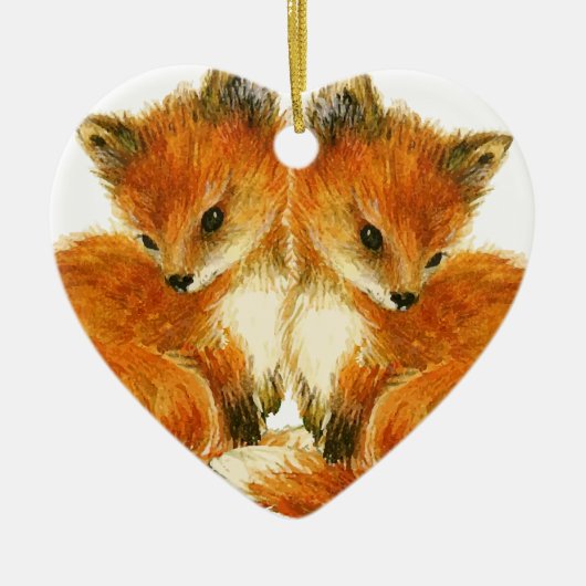 Baby Twin Foxes Keramisch Ornament (Voorkant)
