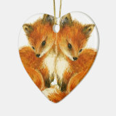 Baby Twin Foxes Keramisch Ornament (Links)