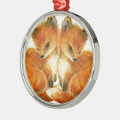 Baby Twin Foxes Metalen Ornament (Links)