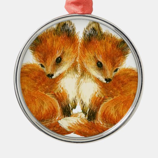 Baby Twin Foxes Metalen Ornament (Voorkant)