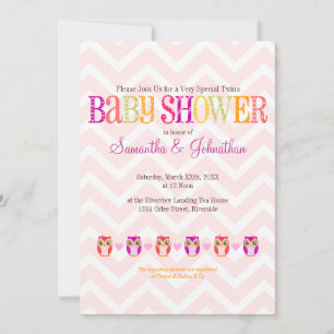 Baby - Twin Girls Baby shower Invitation Kaart