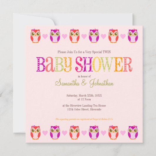Baby - Twin Girls Shower-uitnodiging Kaart (Voorkant)