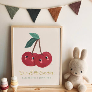 Baby Twin Little Sweetie Cherry Nursary Poster