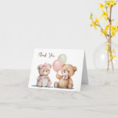 Baby Twin Teddy Bears Bedankt Kaart (Gele Bloem)