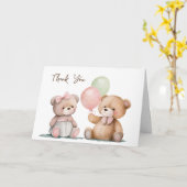 Baby Twin Teddy Bears Bedankt Kaart (Gele Bloem)