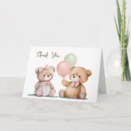 Baby Twin Teddy Bears Bedankt Kaart