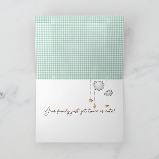 Baby Twin Teddy Bears Gefeliciteerd Kaart (Binnen)