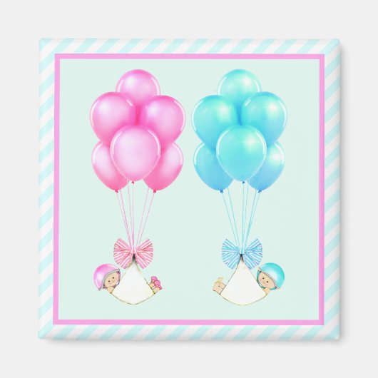 baby twins baby shower bevoordeelt magneet (Voorkant)