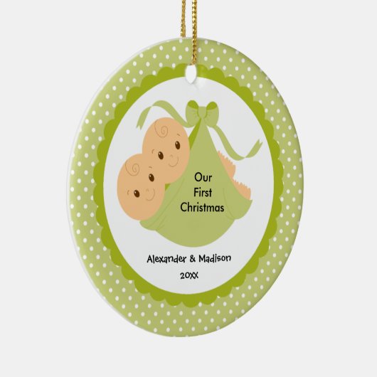 Baby Twins Baby's First Kerstversiering Keramisch Ornament (Rechts)