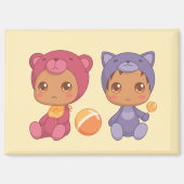 Baby Twins Beer Cat Jumpsuit 2 geel Magneet (Voorkant)