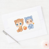 Baby Twins Beer Cat Jumpsuit Rechthoekige Sticker (Envelop)