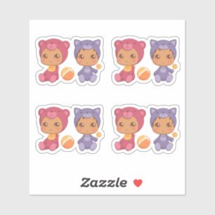 Baby Twins Beer Cat Jumpsuit Set van 4 Stickers