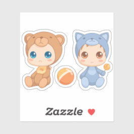 Baby Twins Beer Cat Jumpsuit Sticker