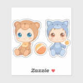 Baby Twins Beer Cat Jumpsuit Sticker (Vel)