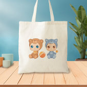 Baby Twins Beer Cat Jumpsuit Tote Bag