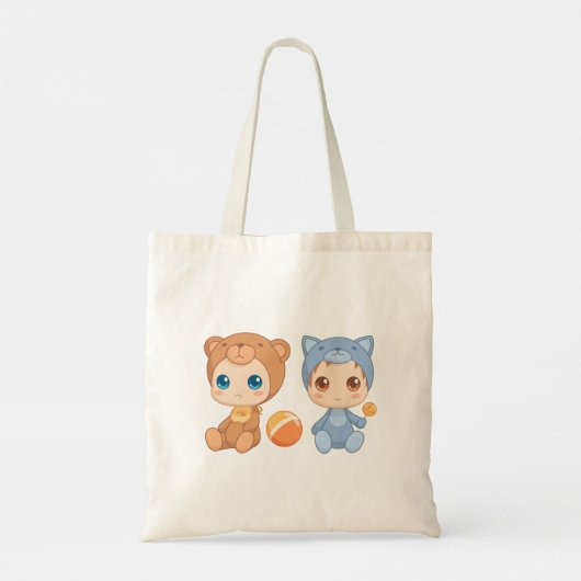 Baby Twins Beer Cat Jumpsuit Tote Bag (Achterkant)