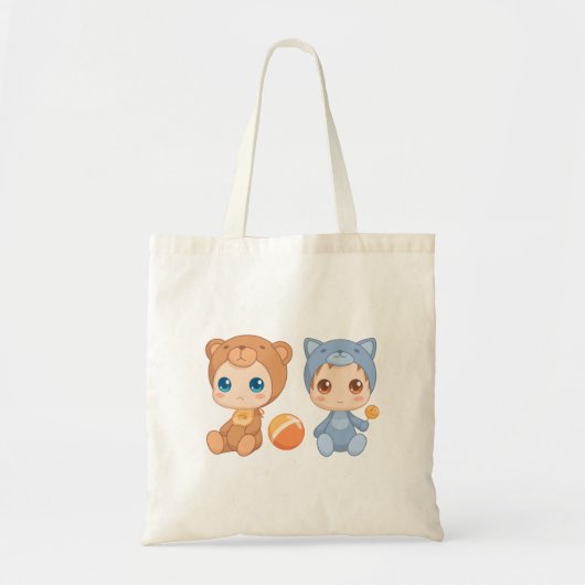 Baby Twins Beer Cat Jumpsuit Tote Bag (Voorkant)