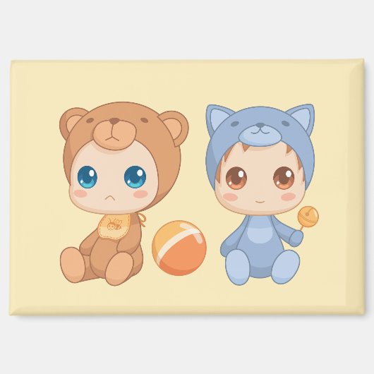 Baby Twins Beer Cat Jumpsuit Yellow Magneet (Voorkant)