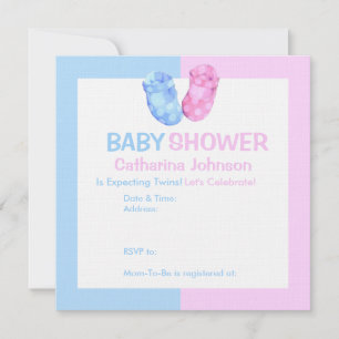 Baby Twins Booties Baby shower Uitnodiging