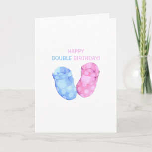 Baby Twins Booties Birthday Card Kaart