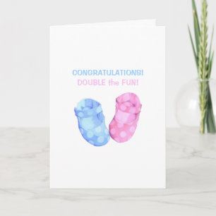Baby Twins Booties Gefeliciteerd Kaart