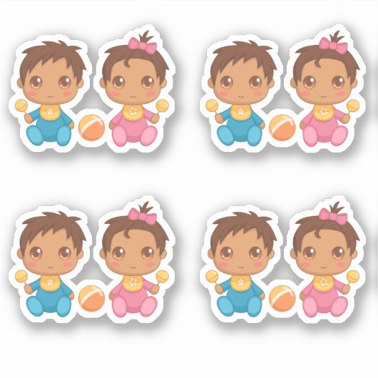 Baby Twins Boy and Girl Set van 4 Sticker (Voorkant)