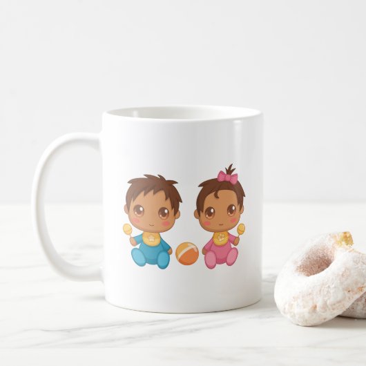 Baby Twins Boy en Girl Koffiemok (Met donut)