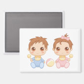 Baby Twins Boy en Girl Magneet (Voorkant / Achterkant)
