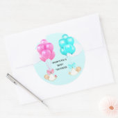 Baby Twins Boy en Girl Ronde Sticker (Envelop)