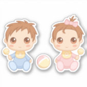 Baby Twins Boy en Girl Sticker (Voorkant)