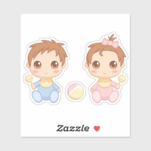 Baby Twins Boy en Girl Sticker (Vel)