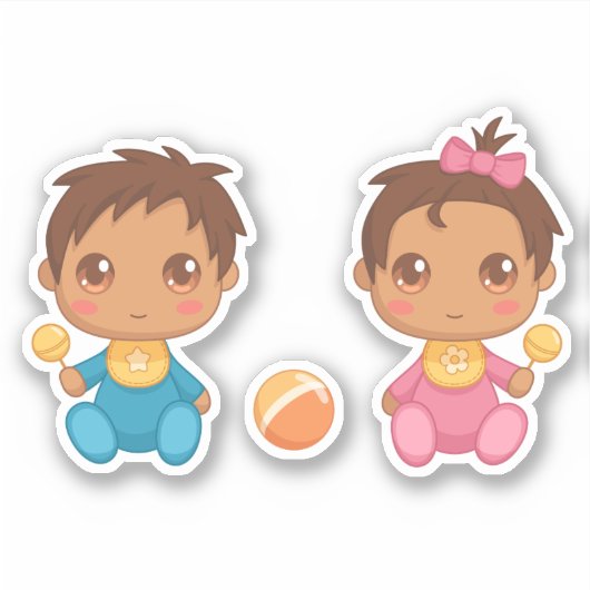 Baby Twins Boy en Girl Stickers (Voorkant)