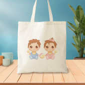 Baby Twins Boy en Girl Tote Bag