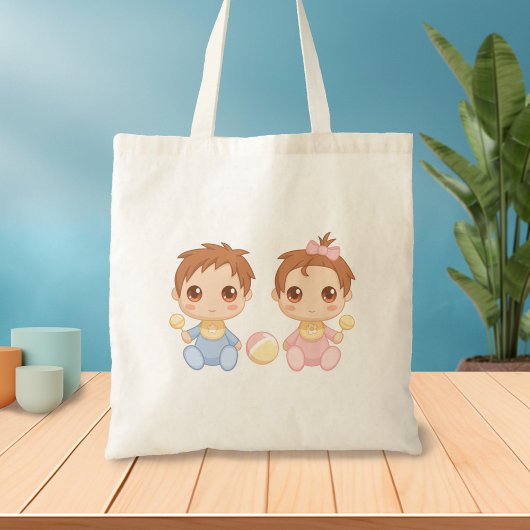 Baby Twins Boy en Girl Tote Bag