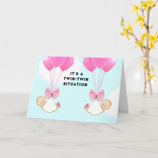 Baby Twins Congrats Kaart (Gele Bloem)